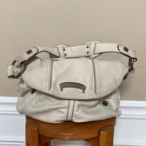 B Makowsky Ecru Leather Bag